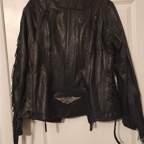 NWOT Harley Davidson Leather Jacket Women's XL Black Lined Fringe - Picture 5 of 9